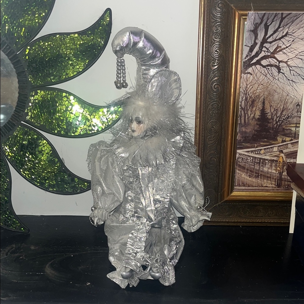 Elegant porcelain Silver Jester Figurine